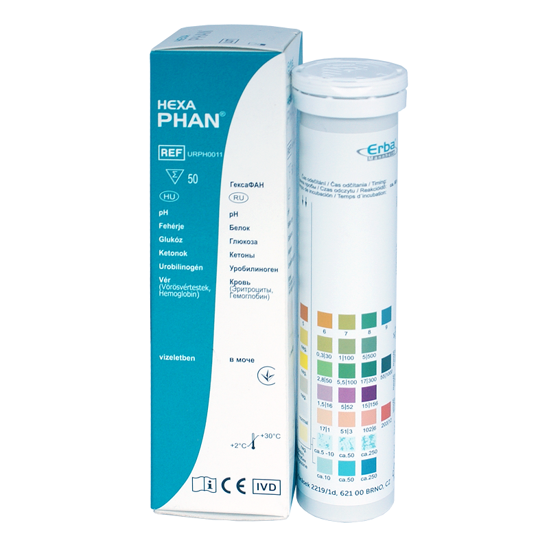 Тест-смужки для експрес аналізу сечі на 7 параметрів №50 Гексафан